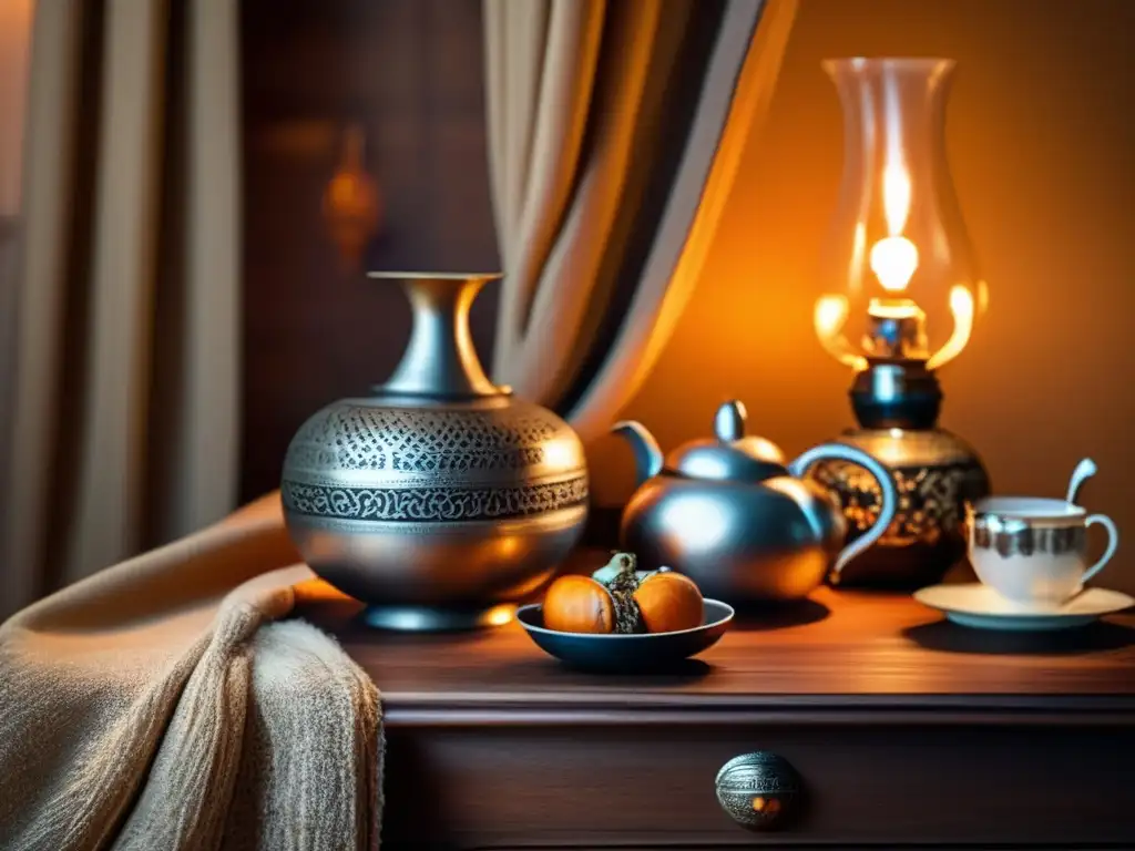 Cozy living room with mate tea, vintage ambiance