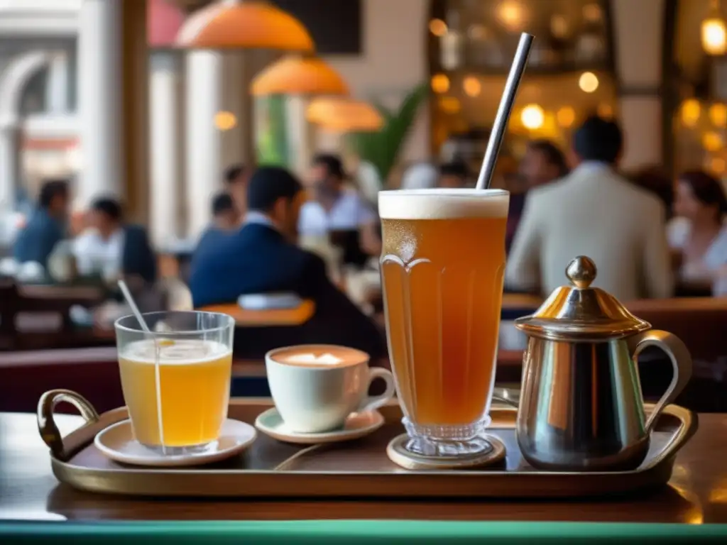 Adaptaciones internacionales del mate en bebidas en un animado café de Buenos Aires