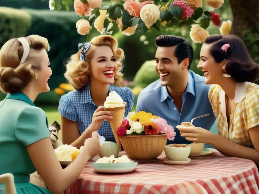 Amigos disfrutando de combinaciones refrescantes con mate en un jardín pintoresco