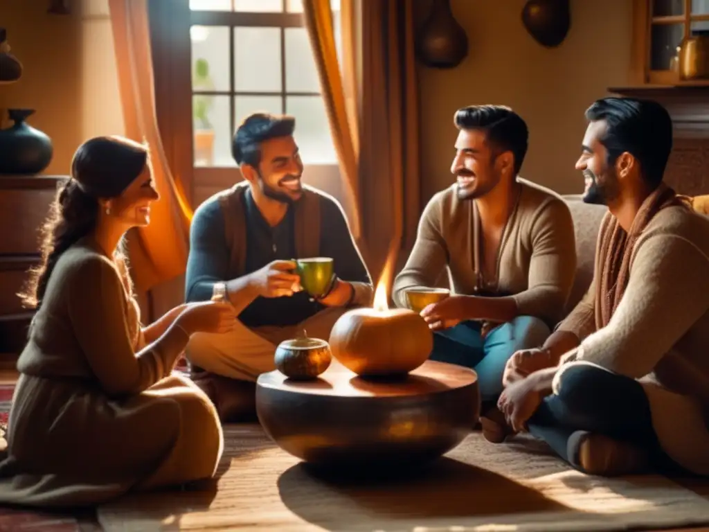 Amigos compartiendo mate, simbolizando amistad y hospitalidad, previniendo enfermedades