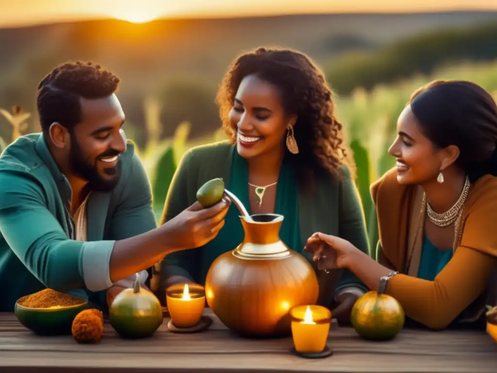 Amigos disfrutando de la tradición del mate: Beneficios curativos del mate tradicional