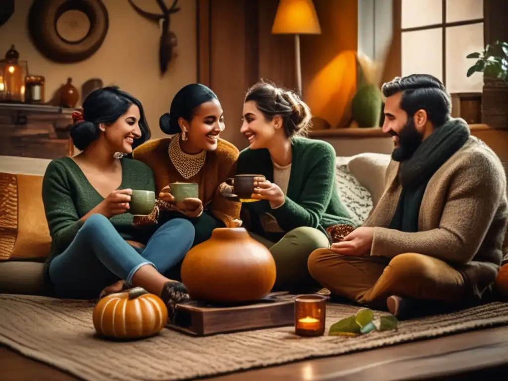 Amigos disfrutando del mate en una sala acogedora - Cambios en el ritual del mate