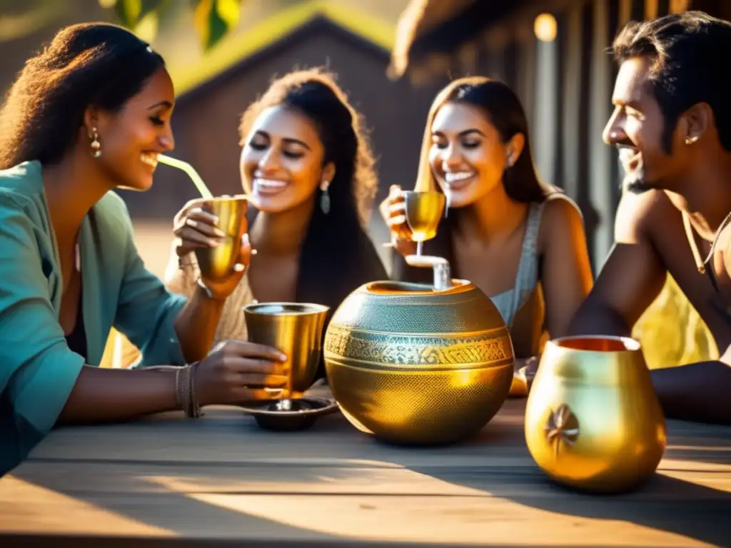 Amigos compartiendo recetas innovadoras de mate en redes sociales