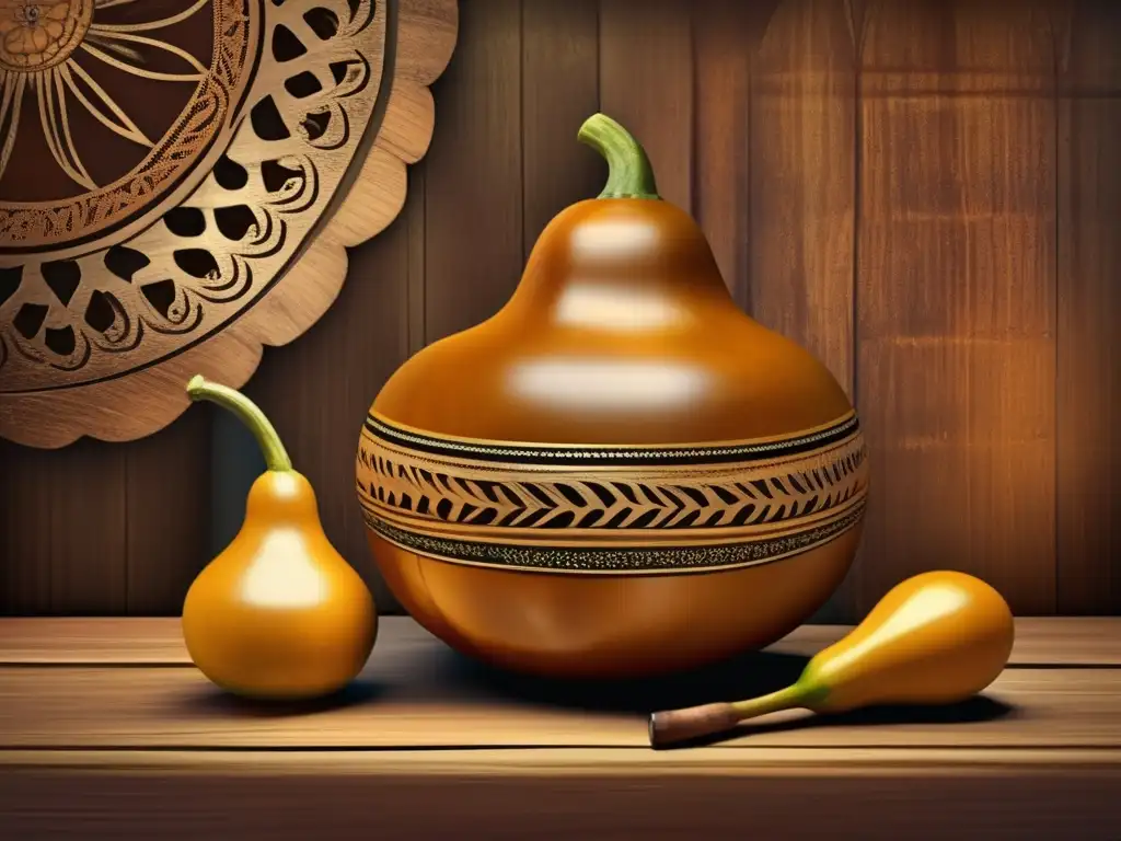 Arte digital mate tradición rioplatense con mate gourd y bombilla vintageinspired