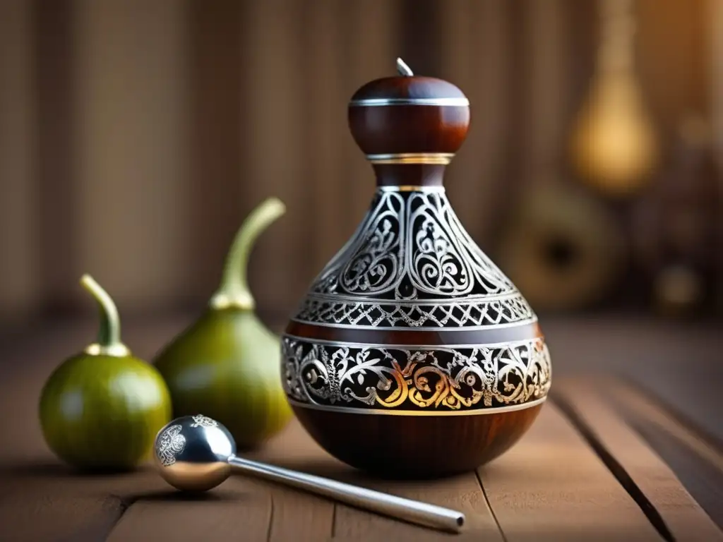 Artesanía rioplatense en el mate: gourd y bombilla exquisitamente adornados, reflejando tradición, historia y belleza única