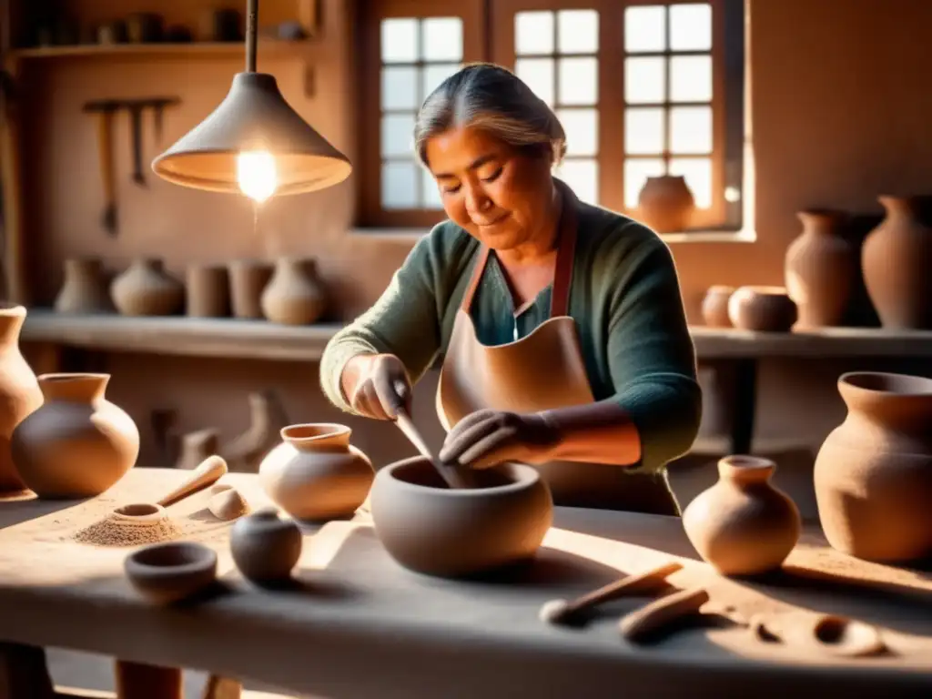 Artesano experto en cerámica crea mate rioplatense en taller tradicional