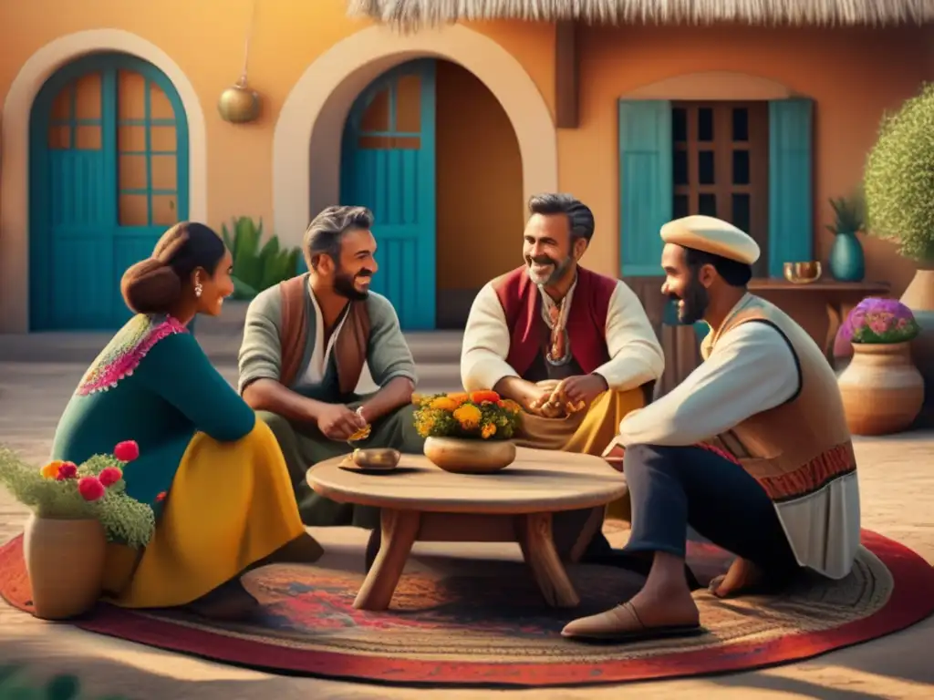 Beneficios del mate tradicional: Reunión de amigos disfrutando mate en un patio soleado, resaltando la cultura rioplatense