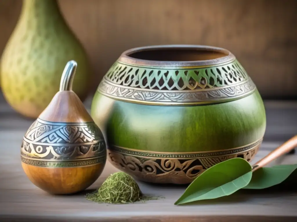 Gourd y bombilla mate vintage con yerba mate fresca: beneficios para la piel