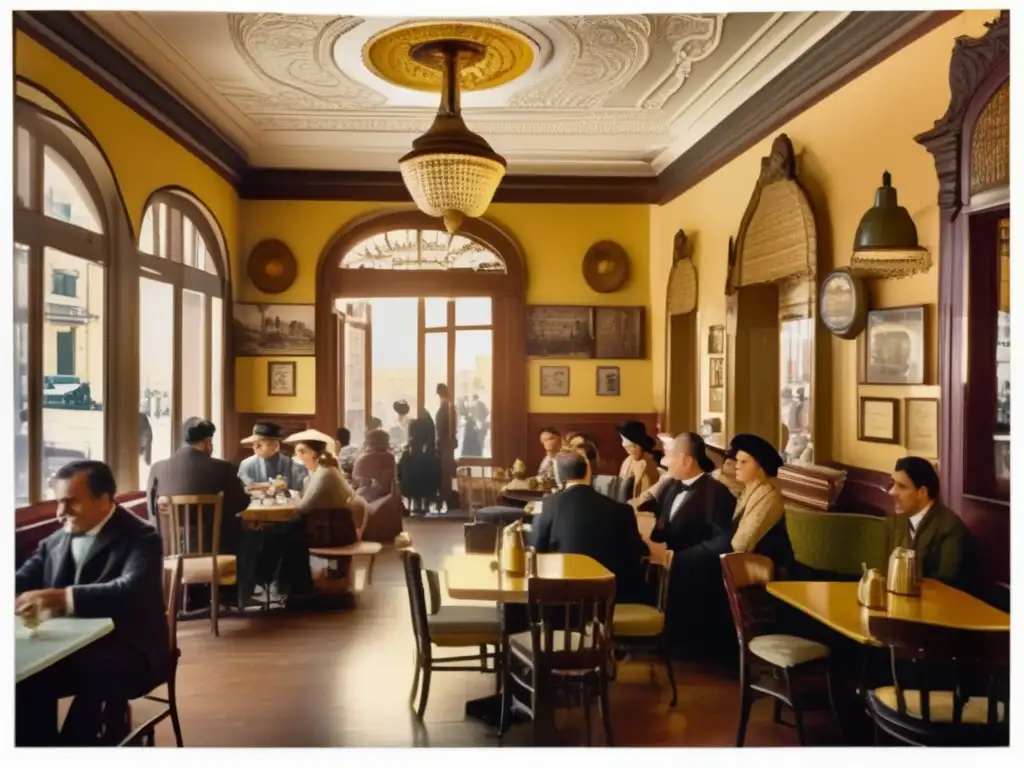 Cafés con historia en Montevideo: escena vintage de café con mate y decoración elegante