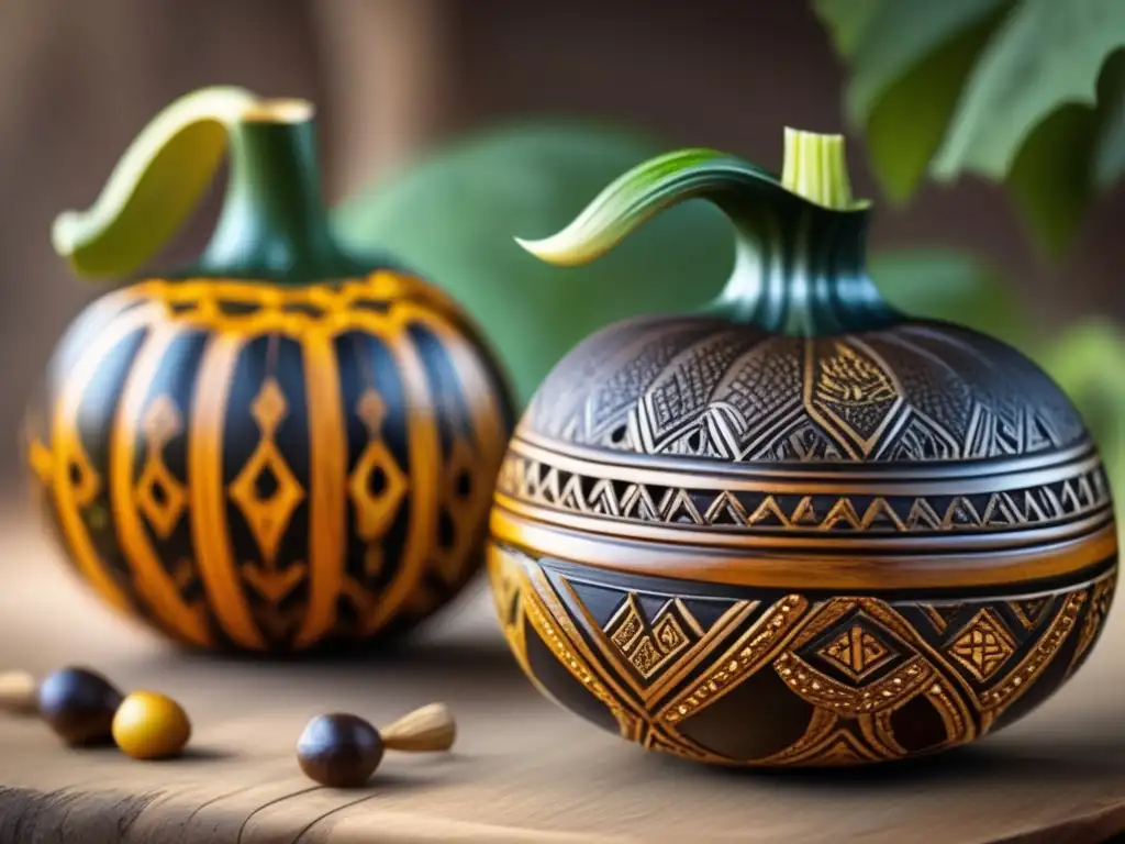 Calabazas y bombillas de mate artesanales en distintas regiones, con detalles únicos y materiales variados