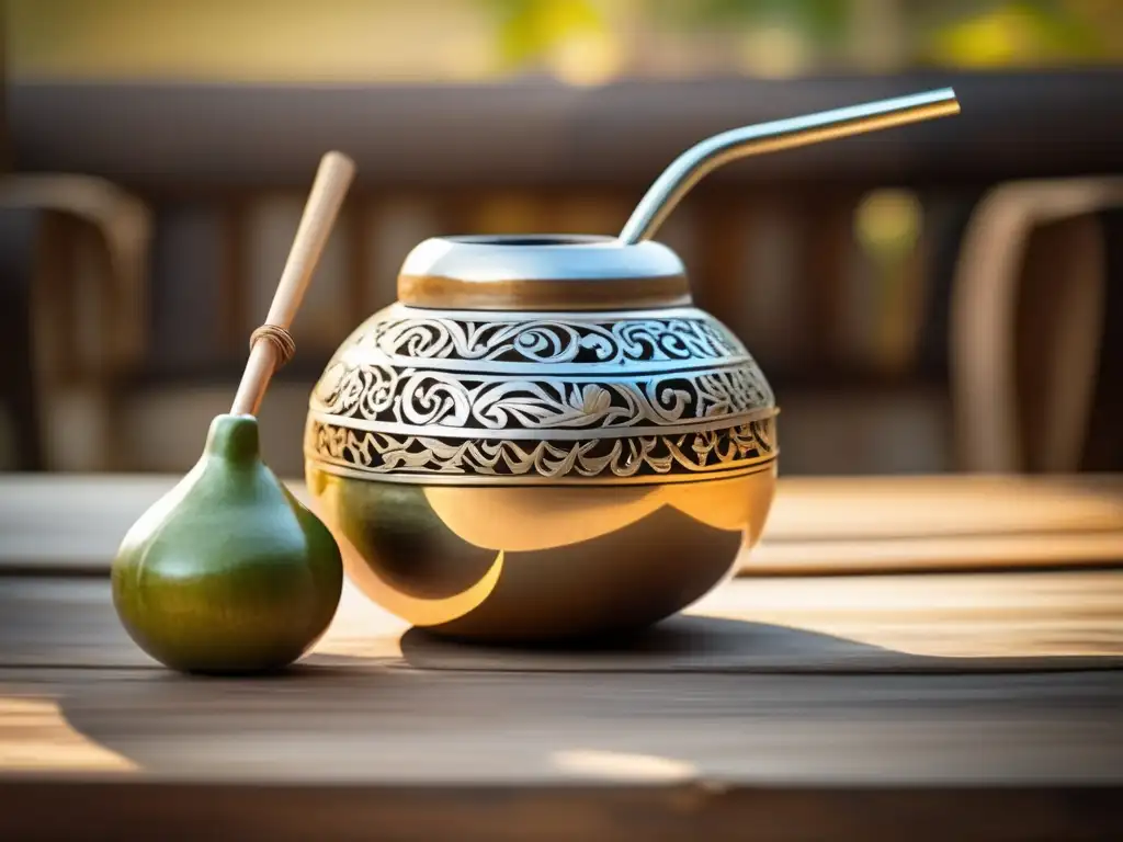 Calidad yerba mate tradicional en una imagen vintage de mate rioplatense en una mesa de madera rústica