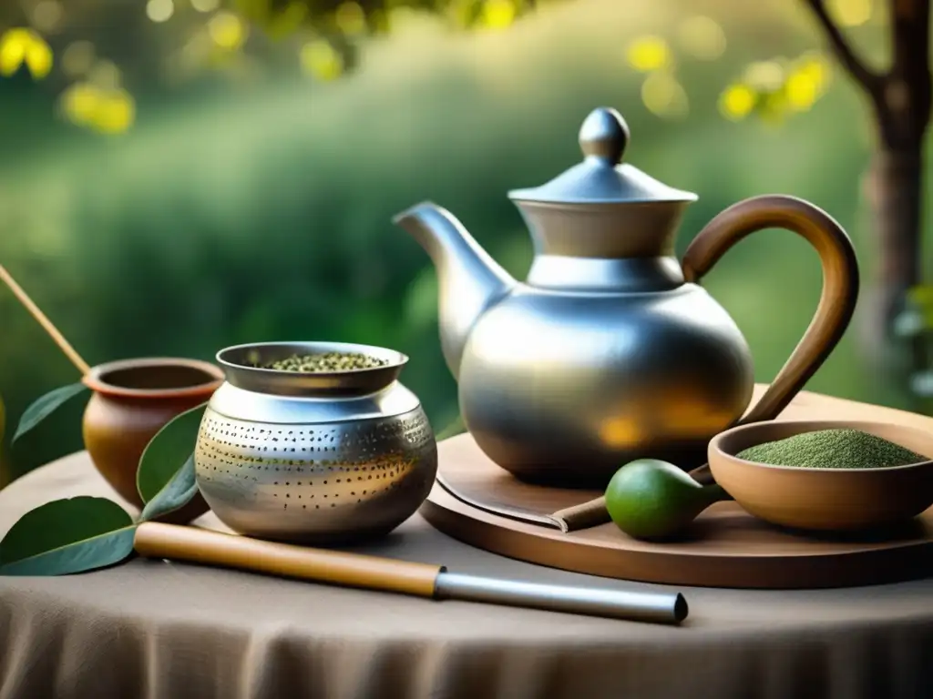 Ceremonia del cebado de mate en un patio campestre