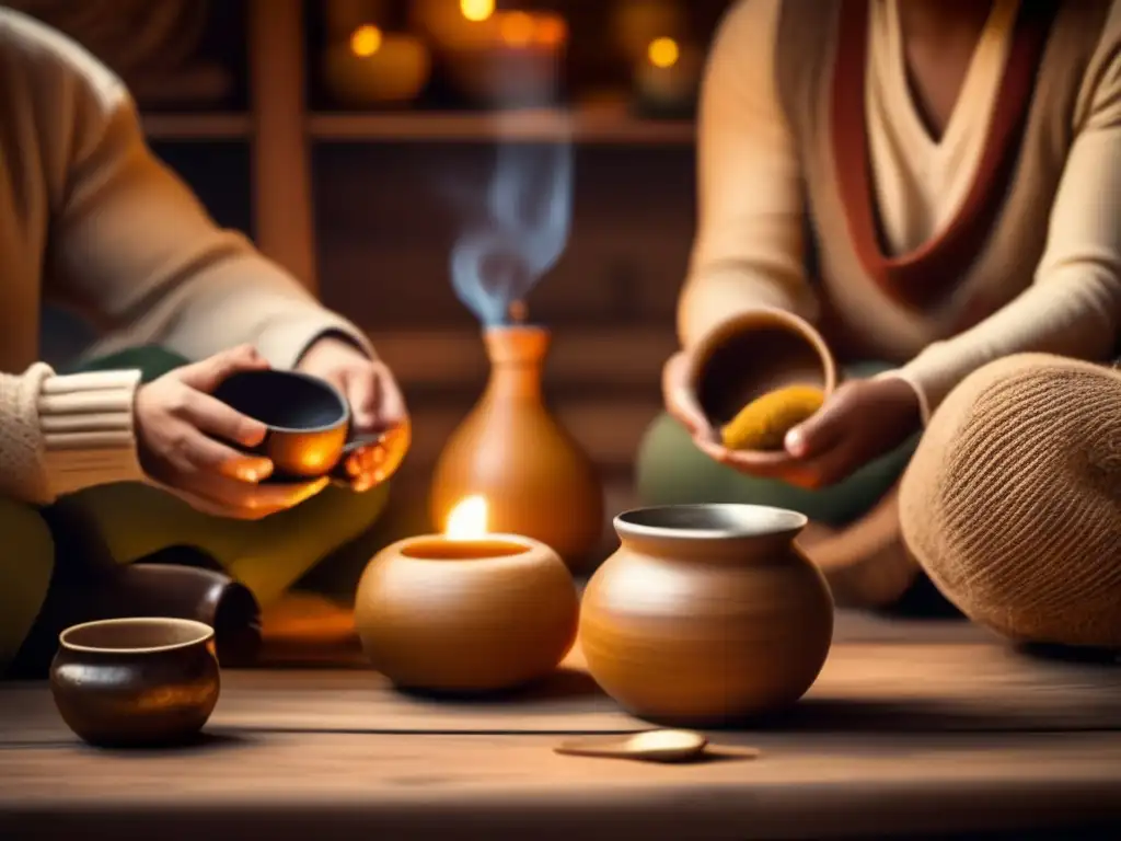 Ceremonia de mate en un ambiente rústico, íntimo y cálido