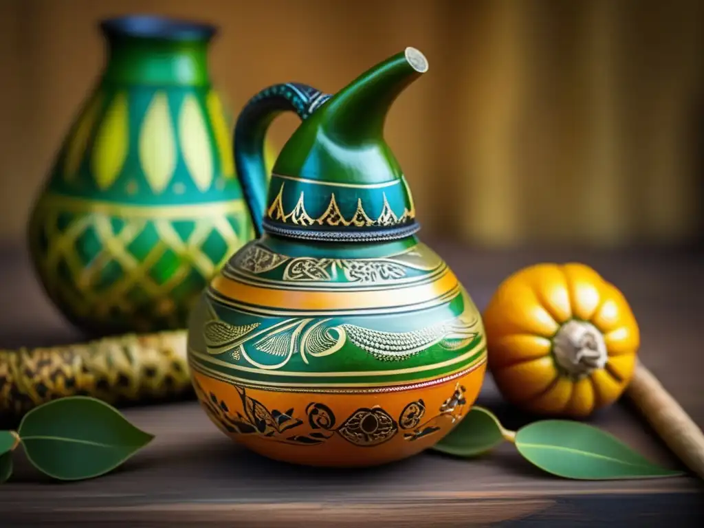 Ceremonia del mate en Brasil: Gourd y bombilla tradicionales, arte, color y cultura del mate