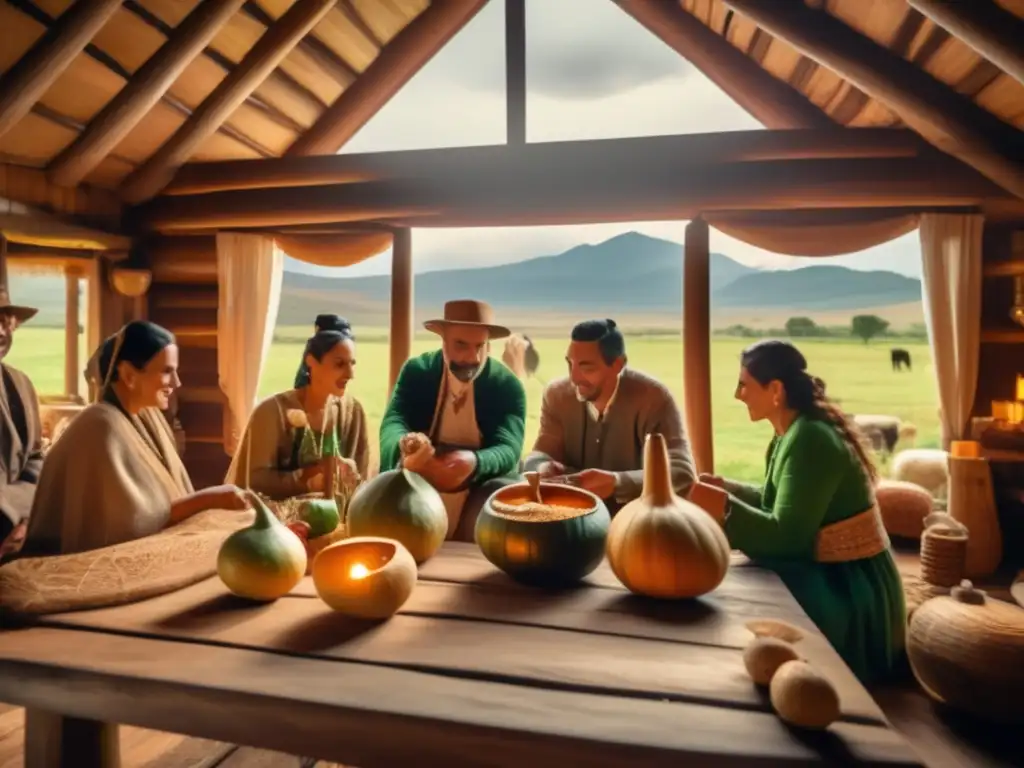 Ceremonia de mate en una cabaña, campo argentino - Calorías del mate en dieta