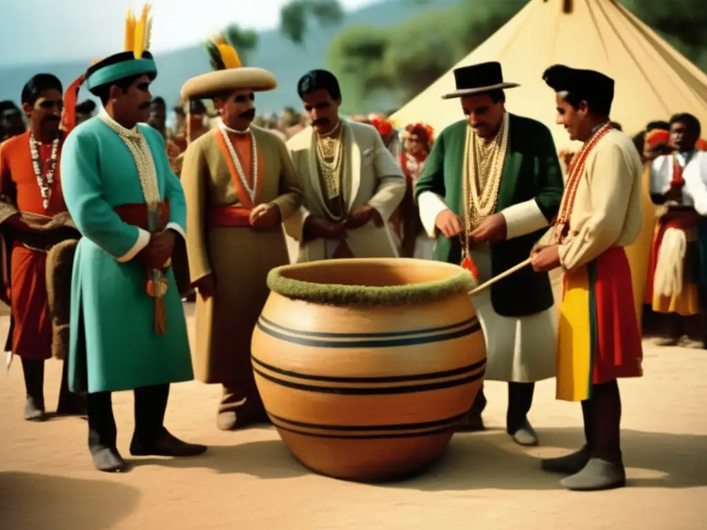 Ceremonia del mate en la diáspora: Imagen vintage de una tradicional ceremonia del mate