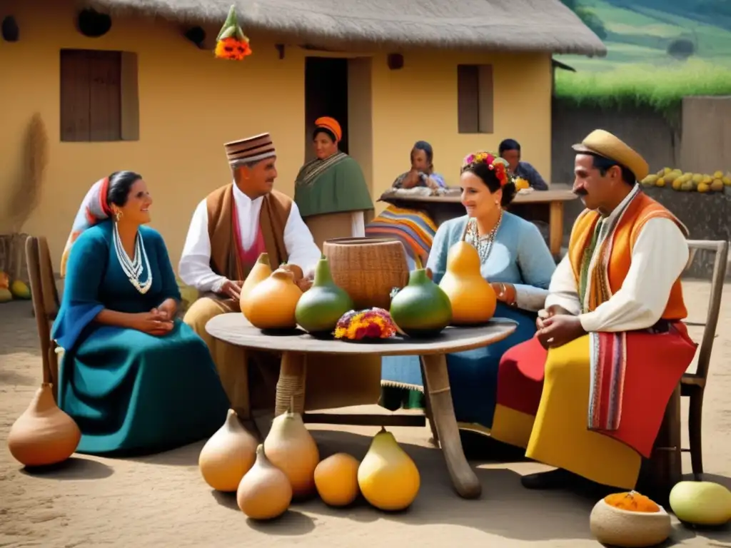 Ceremonia de mate tradicional en el campo con beneficios para la salud del mate