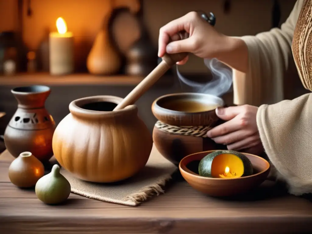 Ceremonia de mate tradicional con yerbas compuestas artesanales