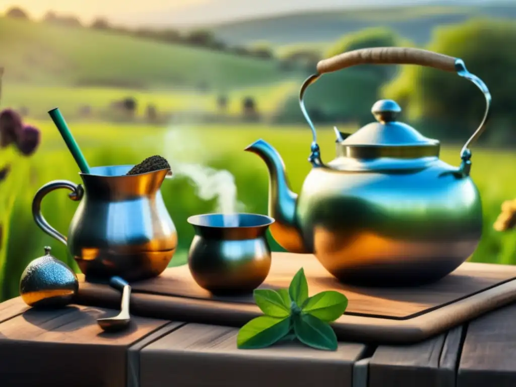 Ceremonia tradicional argentina de mate con yerbas compuestas saludables
