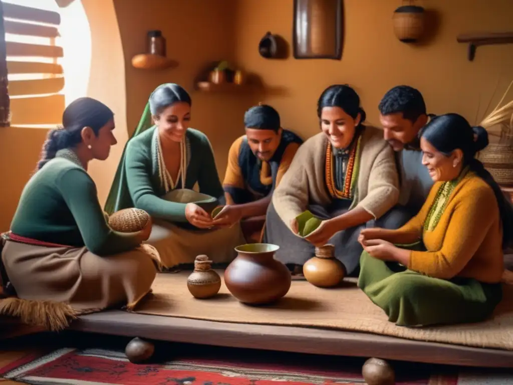 Ceremonia tradicional de mate con amigos y familiares, prevención de adicciones