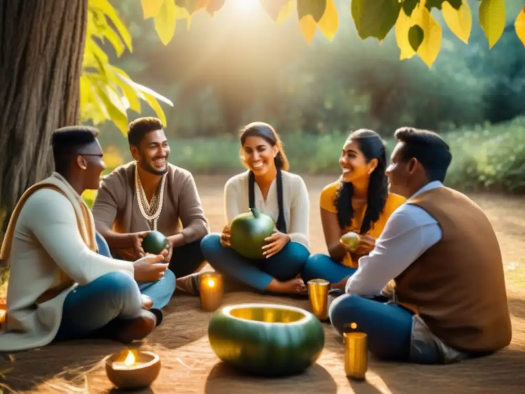 Ceremonia tradicional de mate con amigos en un entorno natural - Modelos inteligentes termo mate