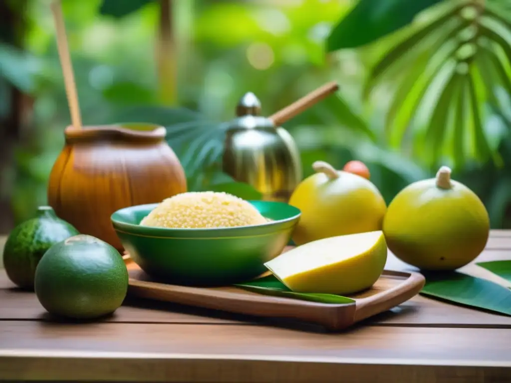 Ceremonia tradicional del mate brasileño con amigos, comida y naturaleza