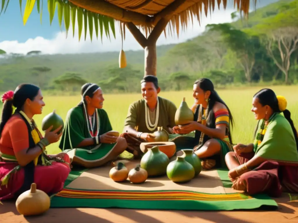 Ceremonia tradicional de yerba mate en la región Guarani