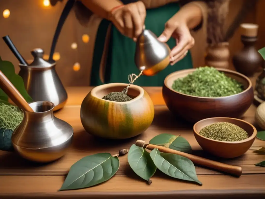 Clases avanzadas selección y mezcla mate - Escena vintage de preparación tradicional de mate