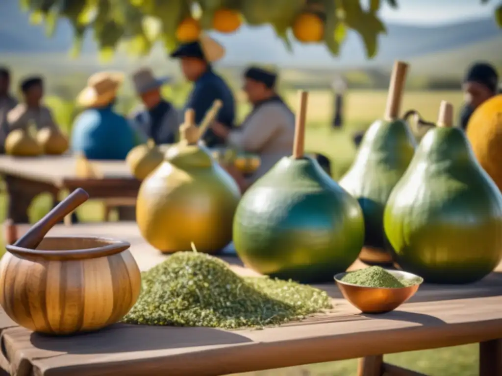 Competencia tradicional de yerba mate en campo soleado