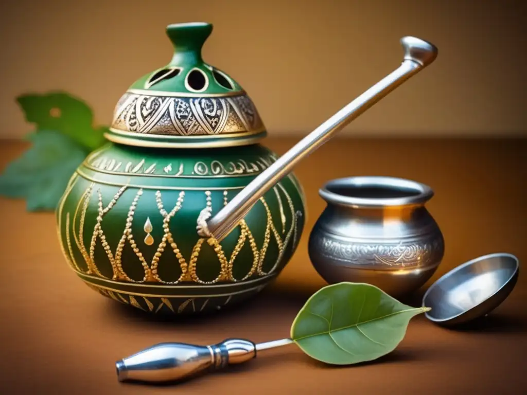 Cuidados bucales al tomar mate con gourd ornamental, hierbas y elementos de higiene dental