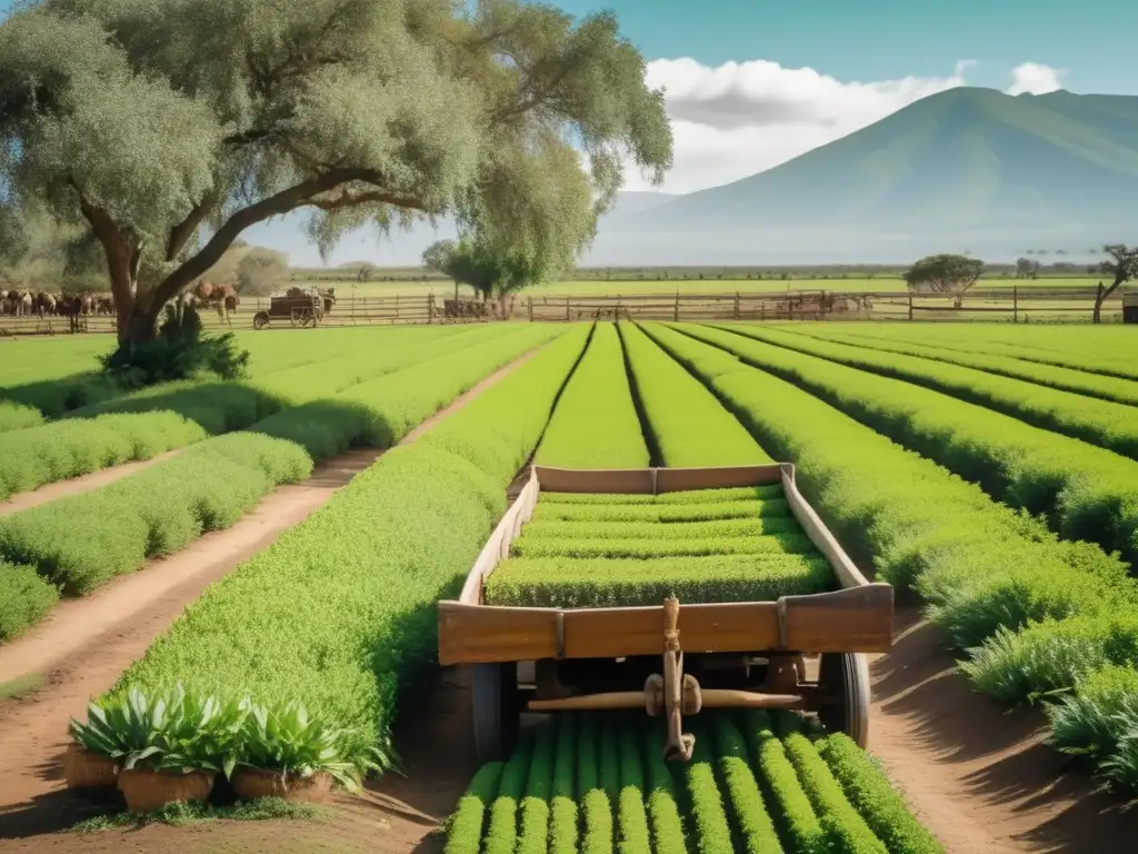 Campo de yerba mate en Río de la Plata Cultivo tradicional de yerba mate en la región del Río de la Plata