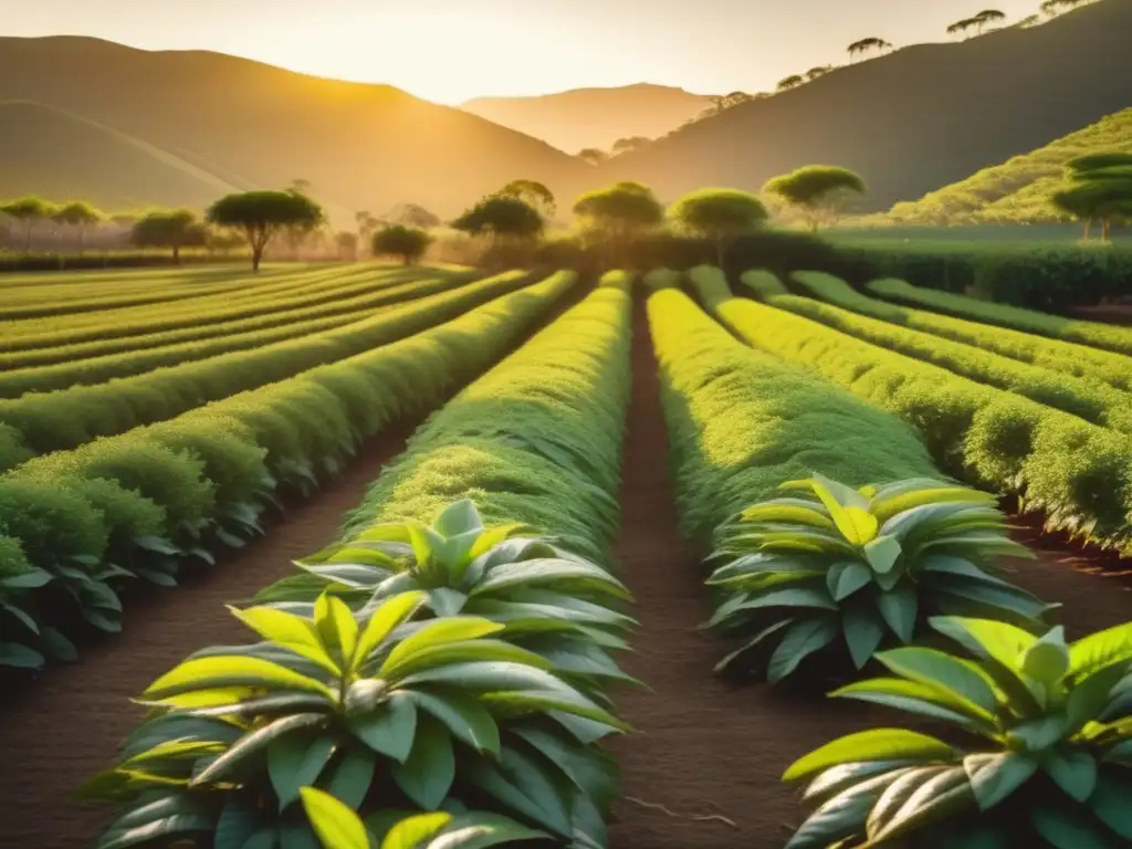 Cultivo de yerba mate en economía: Plantación dorada de yerba mate, trabajadores cosechando hojas y antigua fábrica de procesamiento