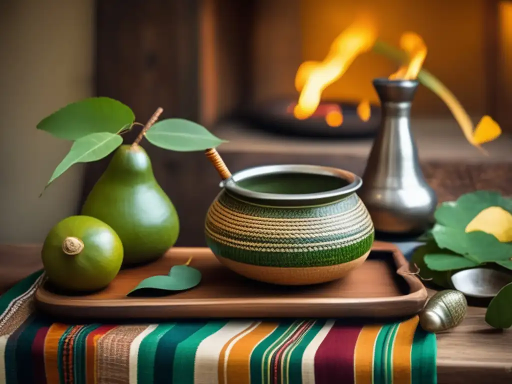 Cultura del mate en Brasil: Ceremonia tradicional con yerba mate, gourd y bombilla en un acogedor ambiente rústico