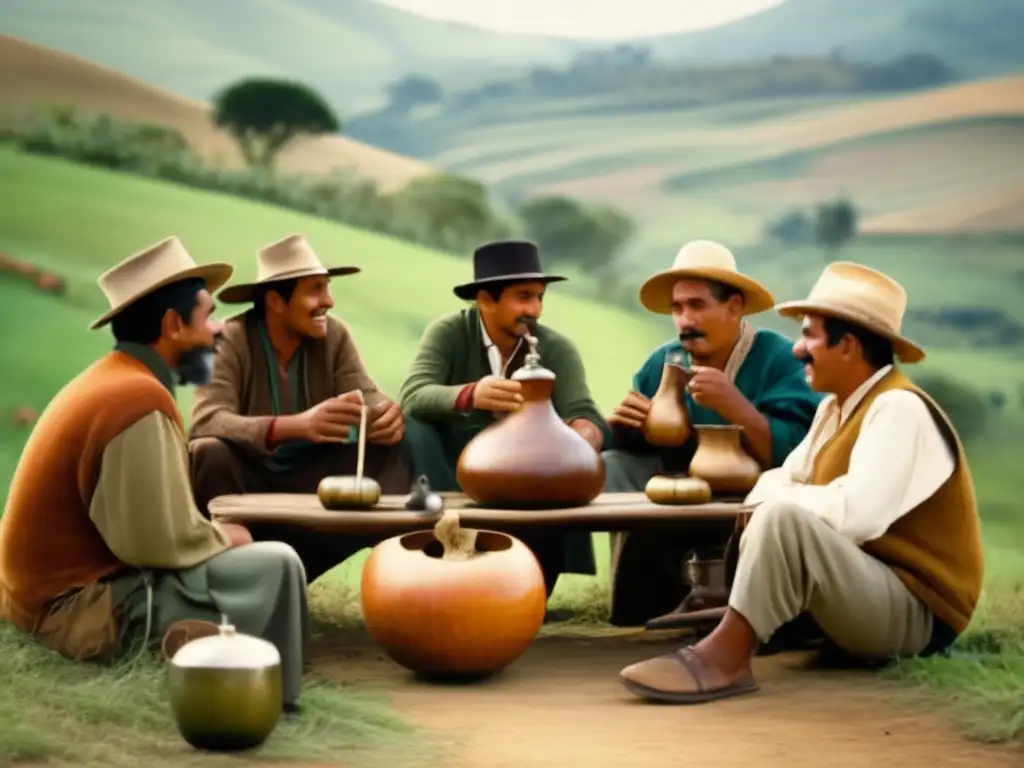 Enseñando la cultura rioplatense: Mate gathering with traditional elements