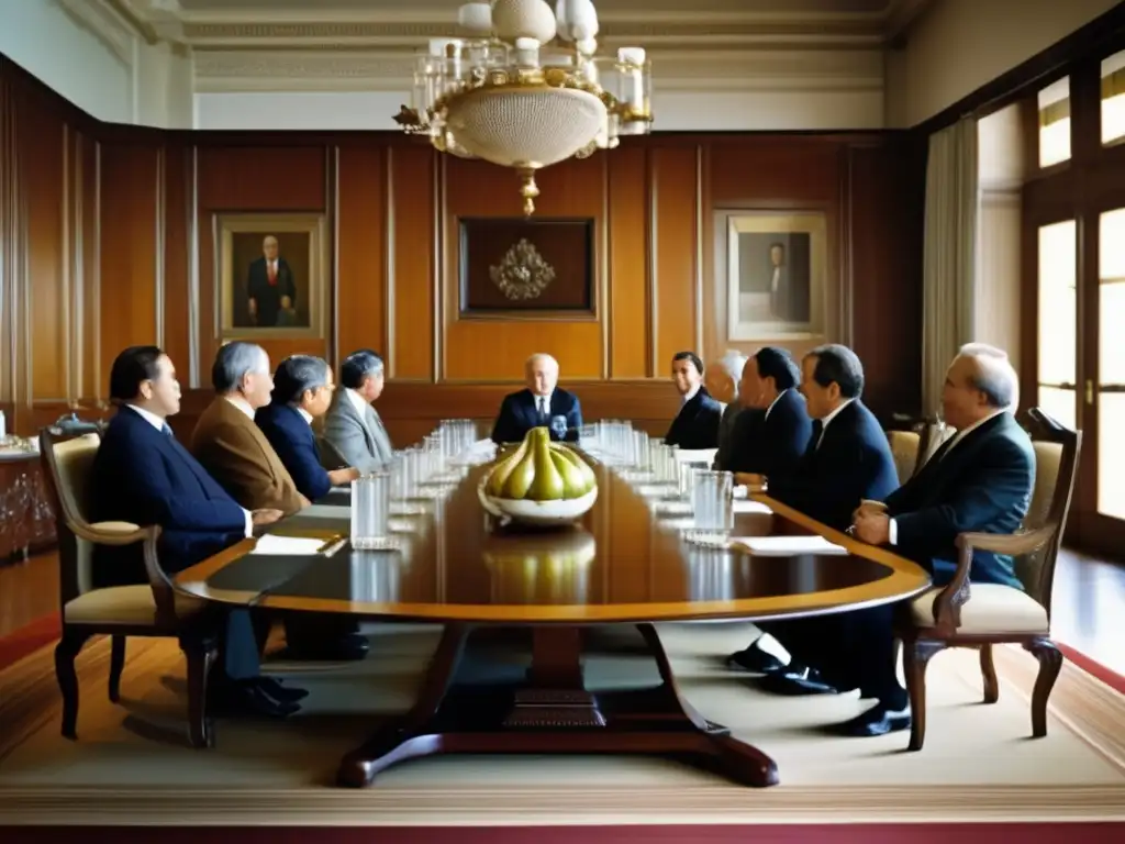 Reunión diplomática con mate Reunión diplomática resaltando la importancia del mate en la diplomacia cultural