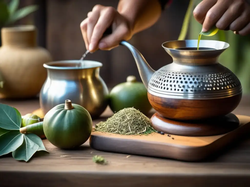 Elaboración de bebidas dulces con mate en un entorno vintage