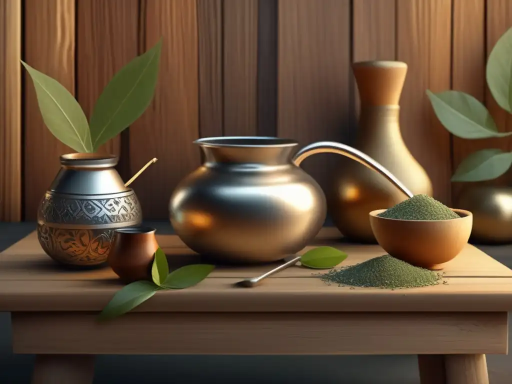 Ceremonia de yerba mate vintage Elegante ilustración vintage de una ceremonia tradicional de mate con yerba mate compuesta
