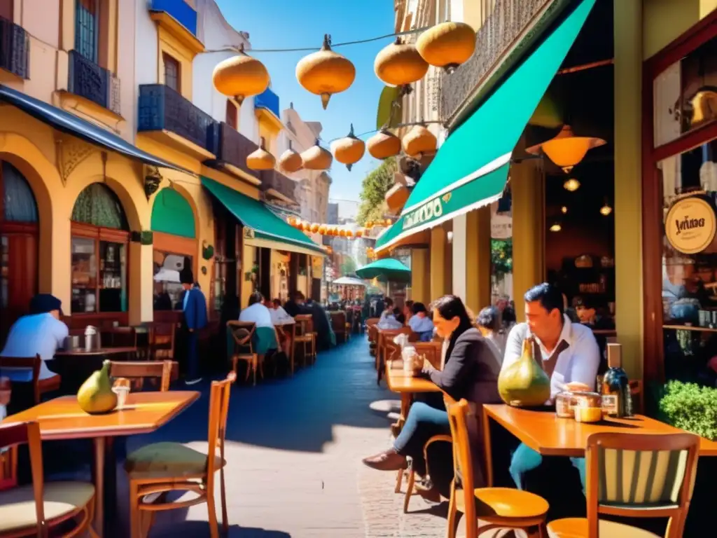 Escena acogedora en un café soleado de Buenos Aires, Argentina