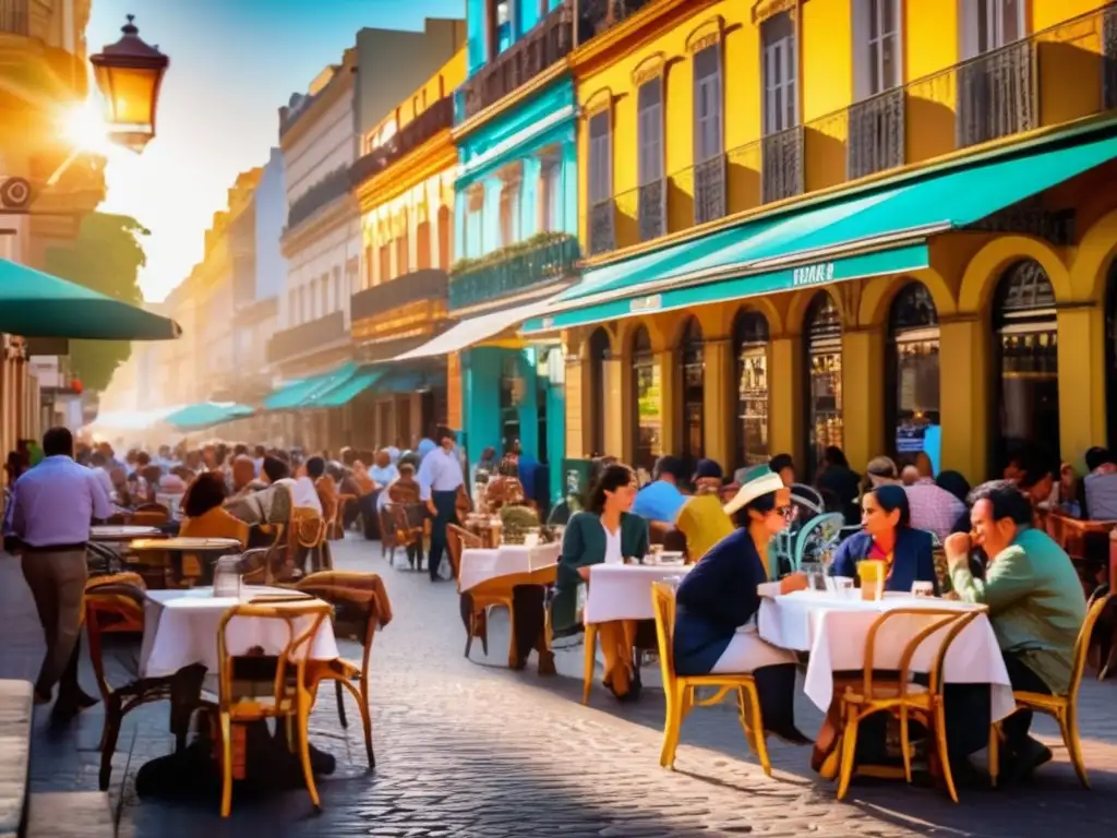 Escena animada de una cafetería en las calles de Buenos Aires, Argentina