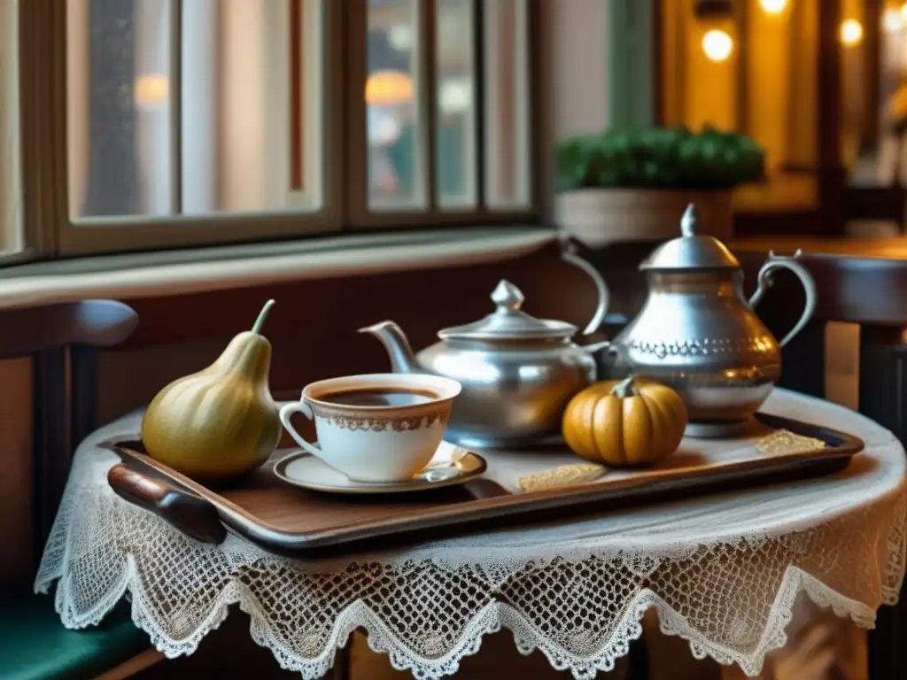 Escena de un café vintage en Buenos Aires con tradición del mate en la región rioplatense