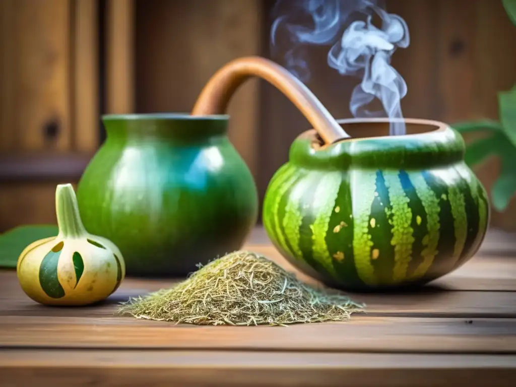 Una escena encantadora de mate rioplatense con gourd y bombilla, yerba mate, alfajores y mapa de rutas turísticas