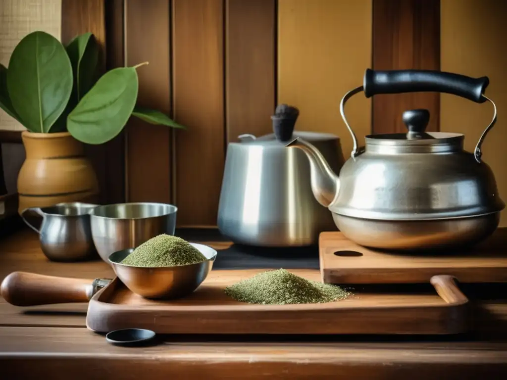 Escena de preparación tradicional de yerba mate con influencia de producción sostenible