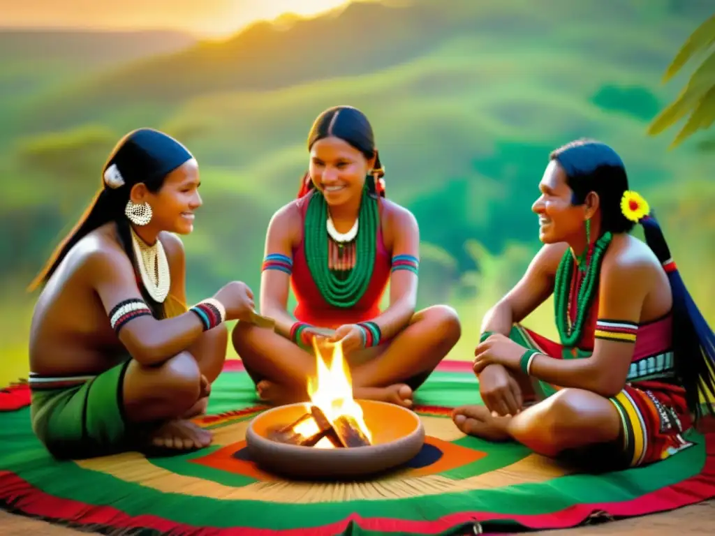 Escena tradicional Guarani: preparando mate con yerbas saborizadas