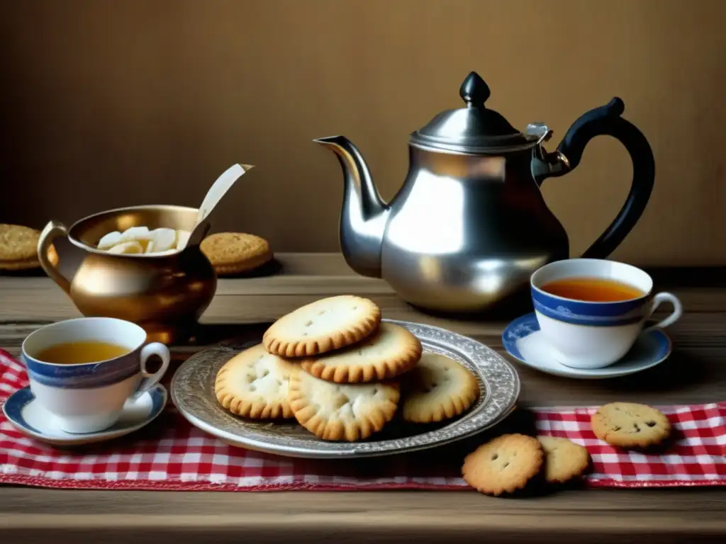 Escena vintage rioplatense: merienda con mate, galletas de campo y detalles de plata