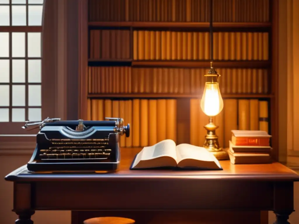 Un estudio acogedor con estanterías de madera llenas de libros antiguos