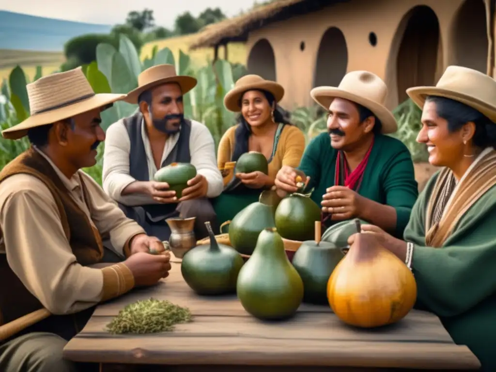 Evento de mate en la región rioplatense: reunión tradicional con gourd, bombilla y yerba mate al aire libre