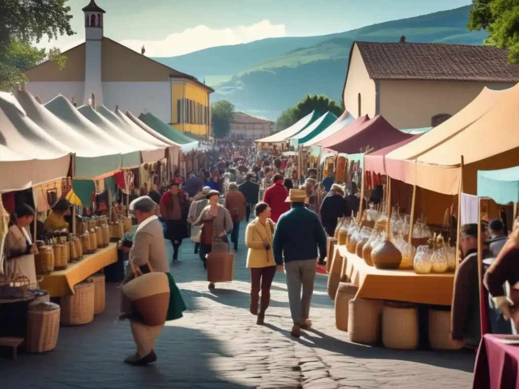 Feria Mate artesanal en Rioplatense: vibrante escena con artesanías, mates y conversaciones en un ambiente soleado y acogedor