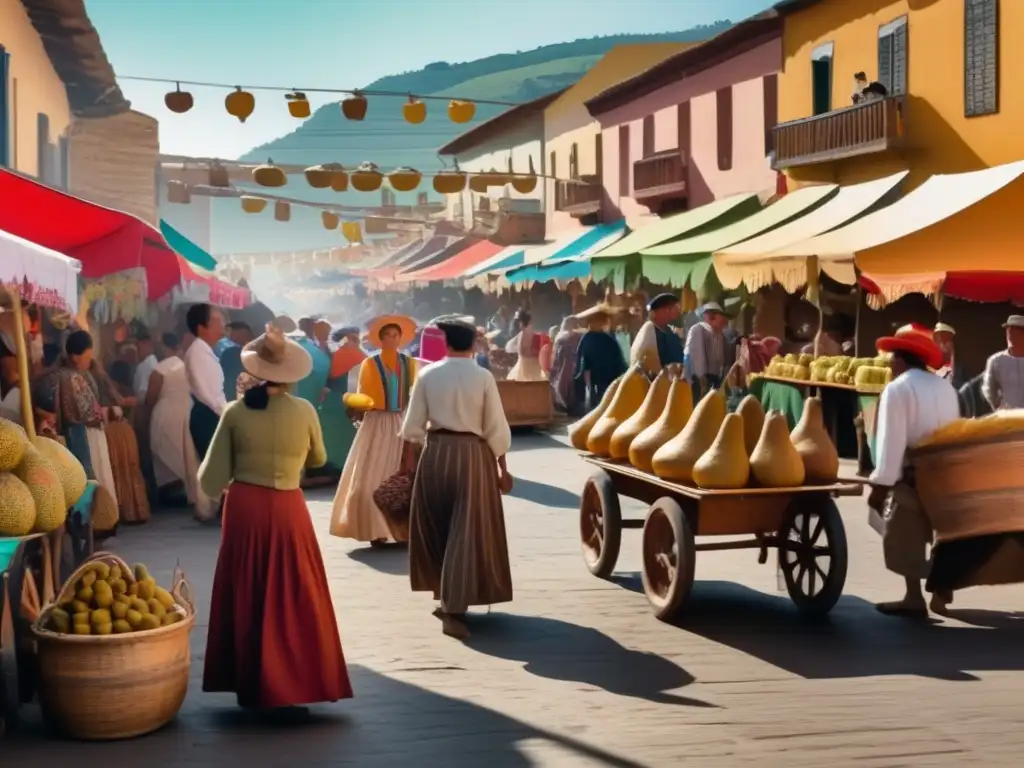 Ferias tradicionales rioplatenses del mate: una imagen vintage de una animada feria tradicional en la región rioplatense