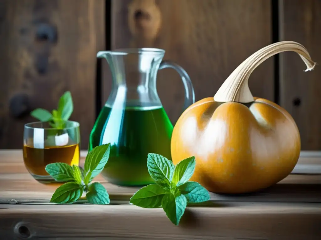 Tradición y frescura: Tereré con gourd y bombilla en una mesa rústica