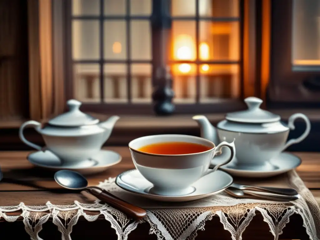 Mate en alta gastronomía: una elegante mesa con tazas de porcelana, mate caliente y detalles vintage